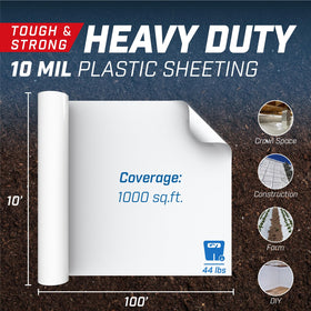 Purteria white vapor barrier unrolled across a crawl space for quick moisture control