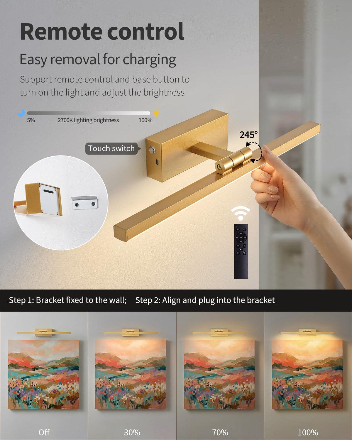 PUSU 240-degree swivel head directs light precisely on frames.