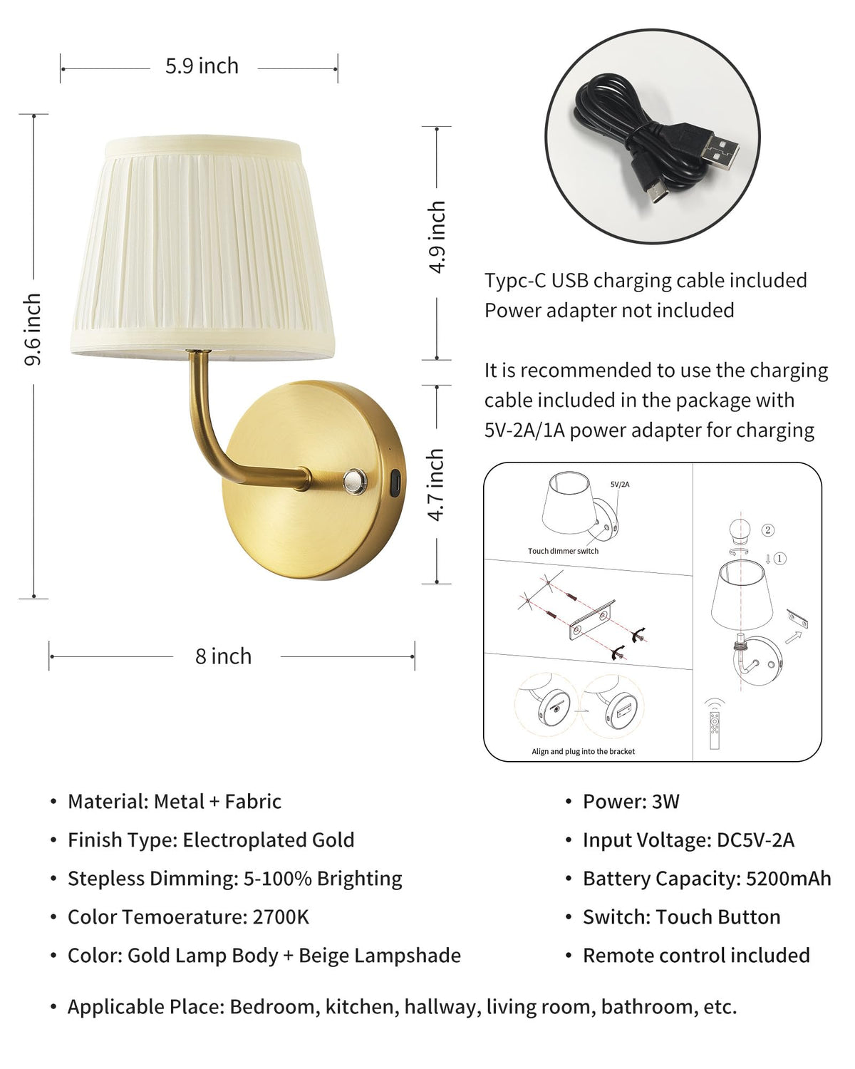 PUSU sconce battery-powered operation enables flexible placement during power loss.