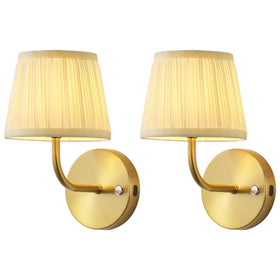 PUSU LED cordless gold sconce front view for compact, stylish living room lighting.