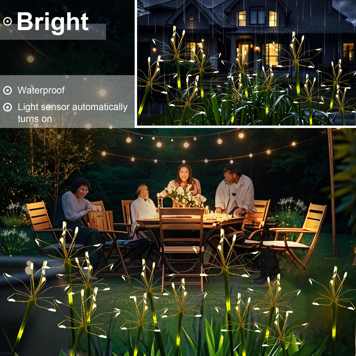 Putuzmic LED copper wires close-up show flexible stems for creative yard decor.
