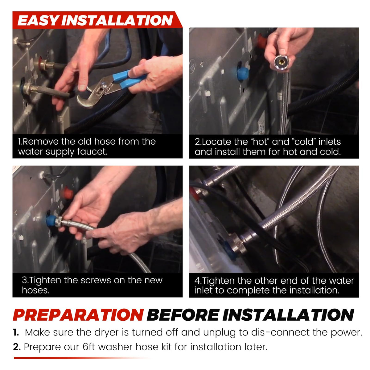 Puxyblue burst-proof 6ft hose ready for reliable washer connections.