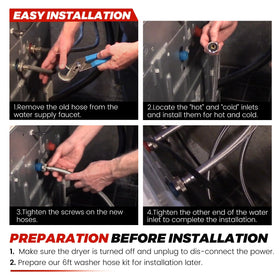 Puxyblue burst-proof 6ft hose ready for reliable washer connections.