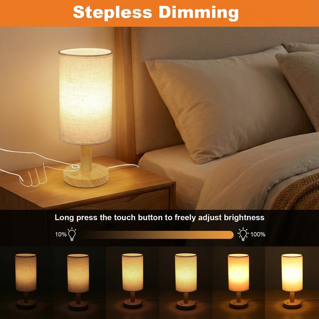 Puzipha lamp linen shade, cozy lighting for desks and nightstands.