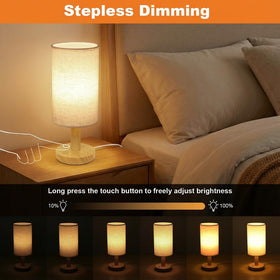 Puzipha lamp linen shade, cozy lighting for desks and nightstands.