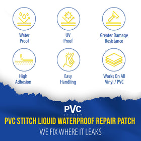 Patch on air mattress showing strong adhesion in sunlight