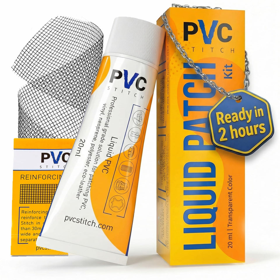 PVC Stitch heavy-duty repair kit packaging for quick field patches on outdoor gear