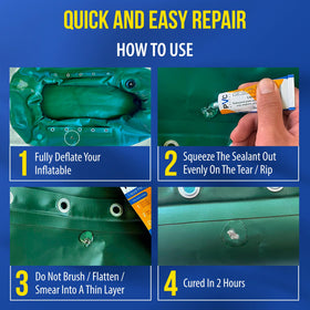 PVC Stitch liquid sealant being applied to a tear