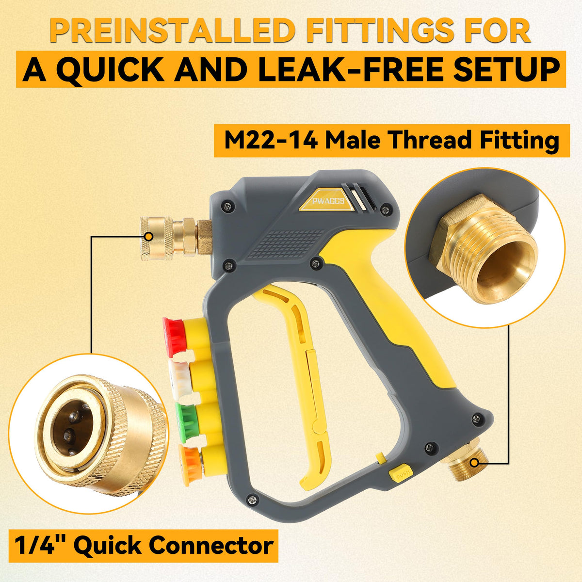 PWACCS inlet adapter fits most washers for easy setup.