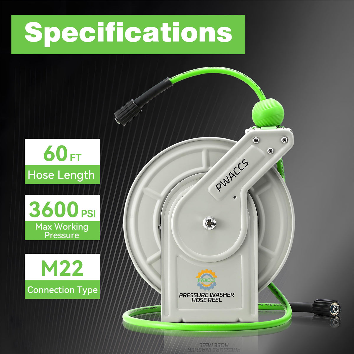 PWACCS stop ball feature locks hose length for precise cleaning tasks