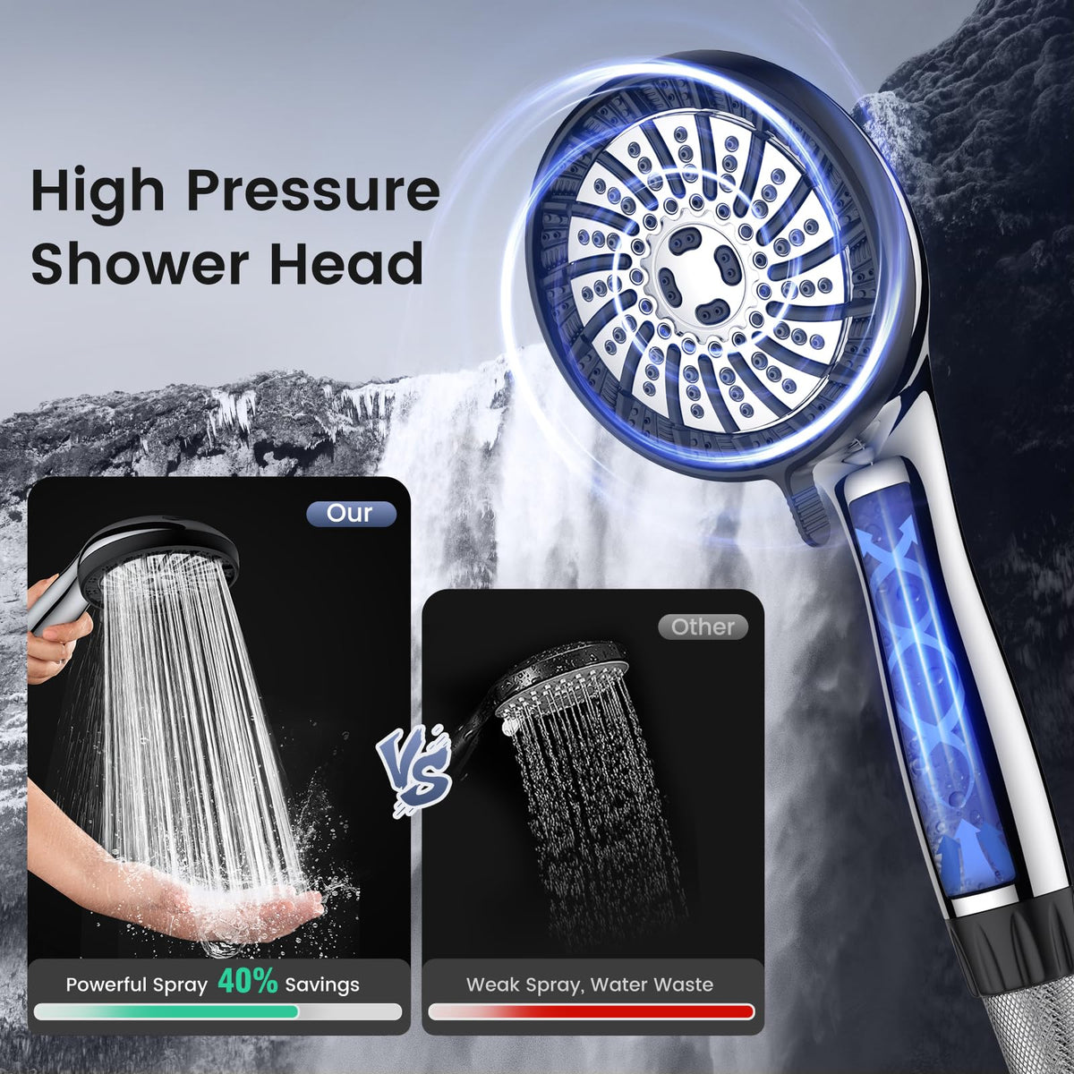 PWERAN 61-inch hose provides extended reach for baths and cleaning.
