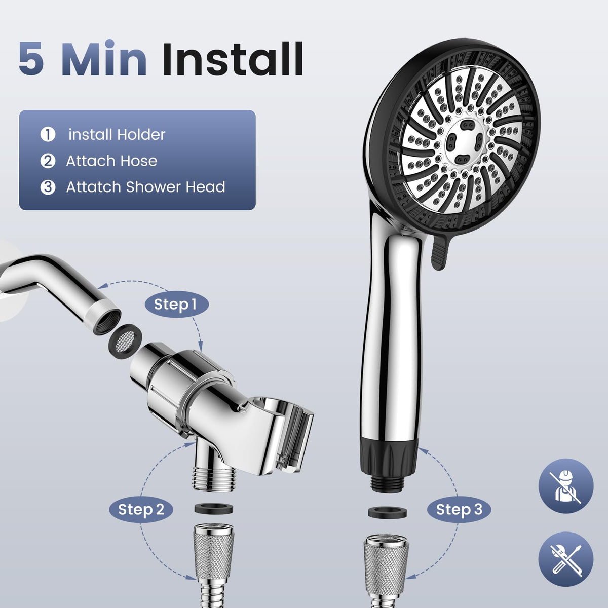 PWERAN seven spray modes tailor your shower experience.