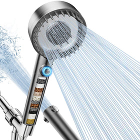 PWERAN filtered shower head close-up showing filtration features for cleaner showers