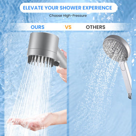 PWERAN filtered shower head spray modes showing versatile settings for full-body rinse and massage
