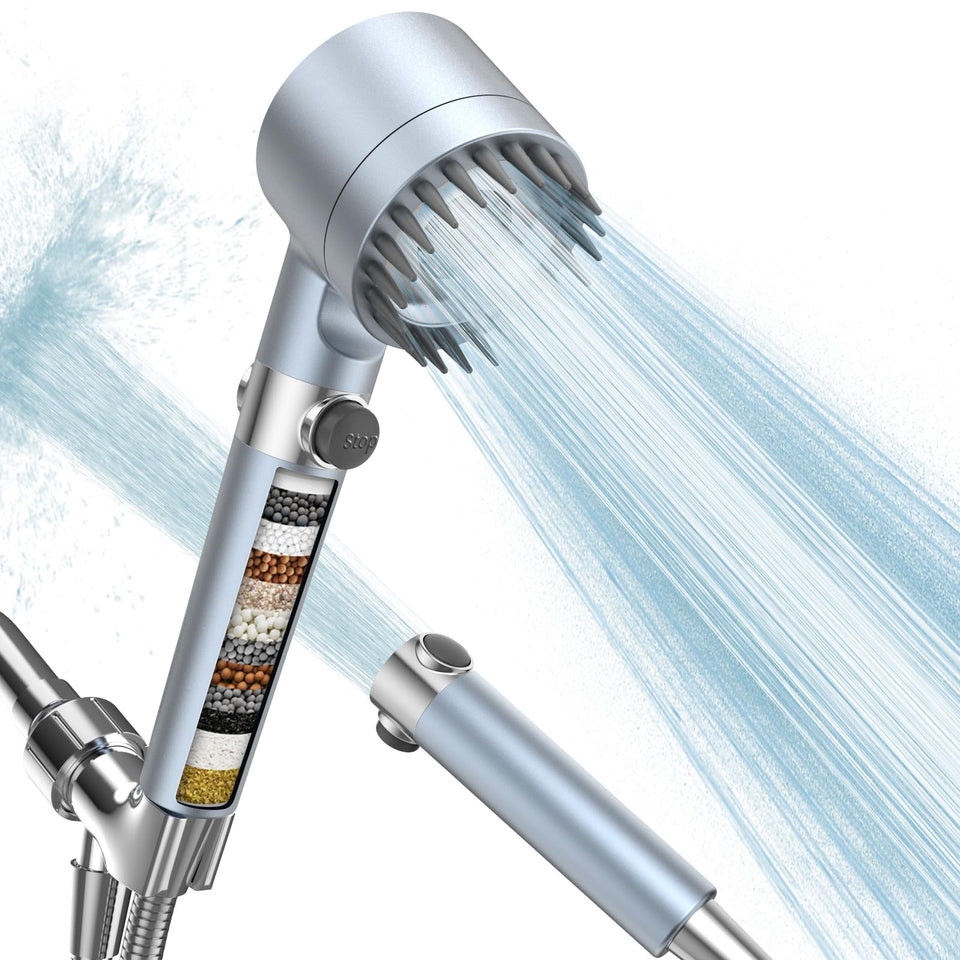 PWERAN filtered showerhead handheld overview highlights versatile use and steady water flow.