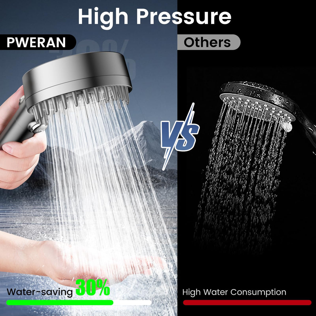 PWERAN handheld detachable design for flexible bathing