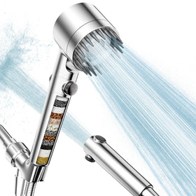 PWERAN chrome filtered shower head full view offering cleaner water and modern style.