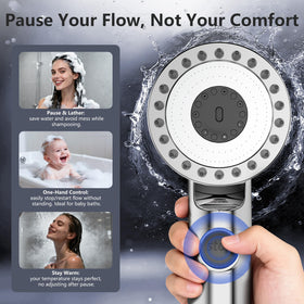 PWERAN four spray modes indicator showcasing rainfall, mixed, massage, pause.