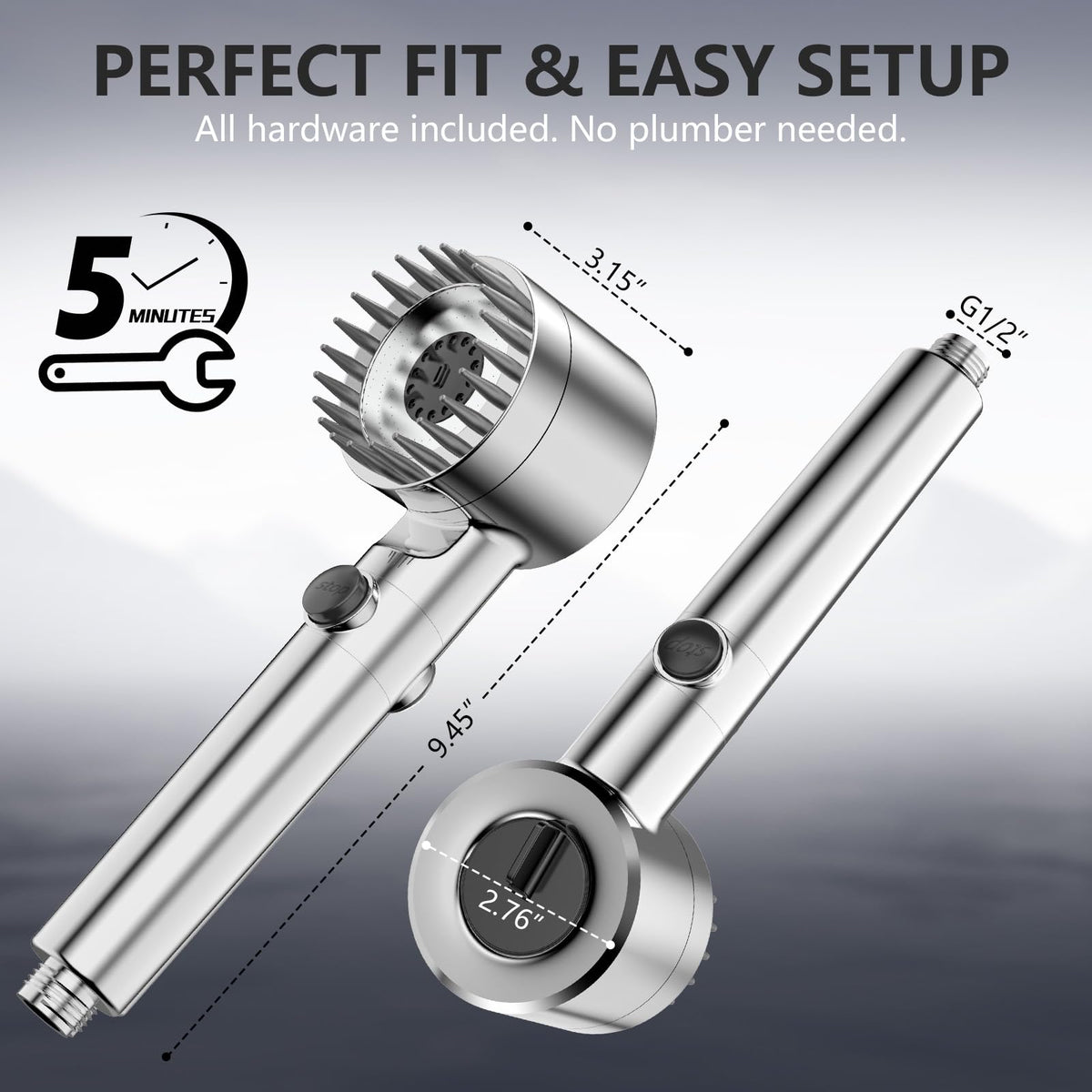 PWERAN power wash mode for deep cleaning shower walls and tub.