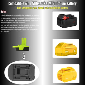 PWTLXES M18 battery in adapter powering Ryobi tool in use