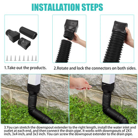 PXCAYFF downspout extenders compatible with 2x3, 3x4, 3x3 downspouts.