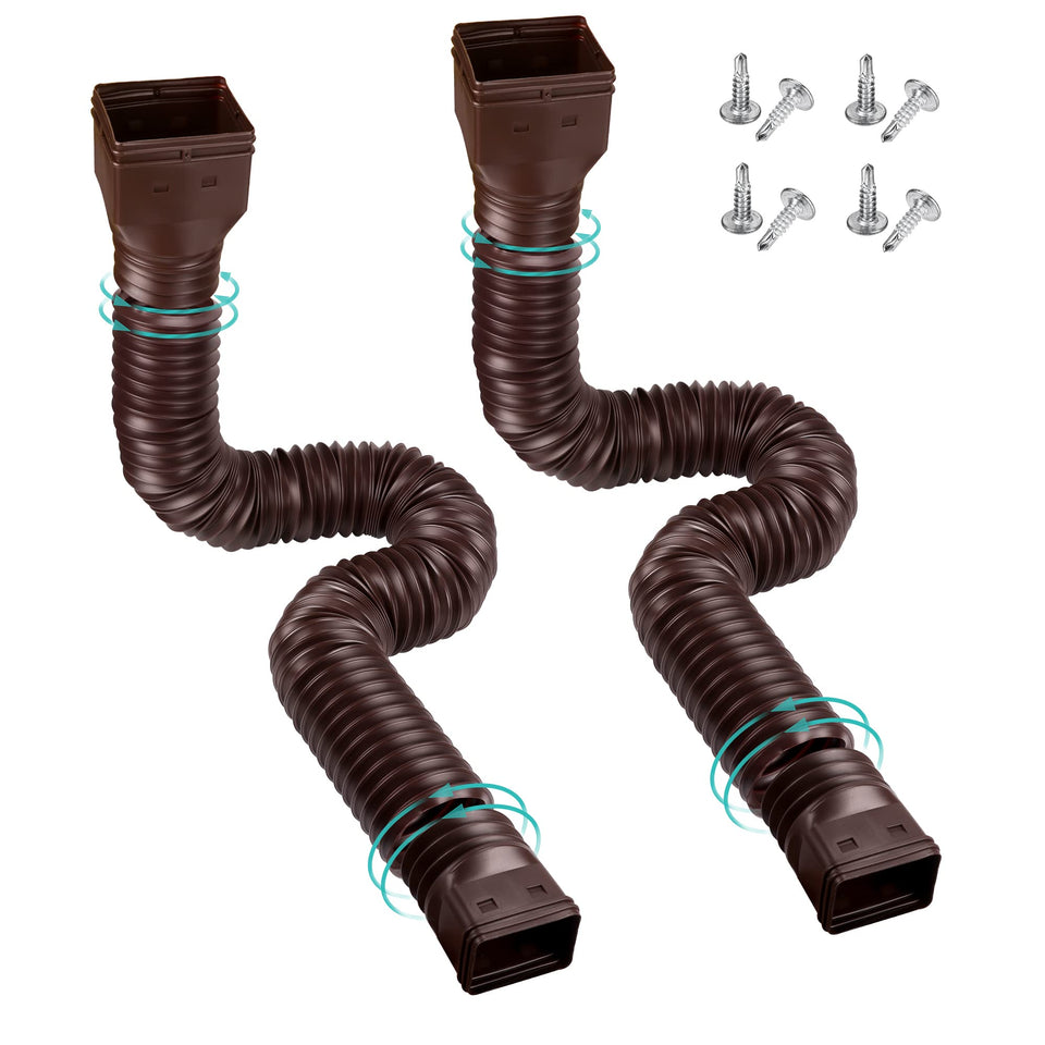 PXCAYFF downspout extension stretched to 21-58 inches for flexible rain diversion.
