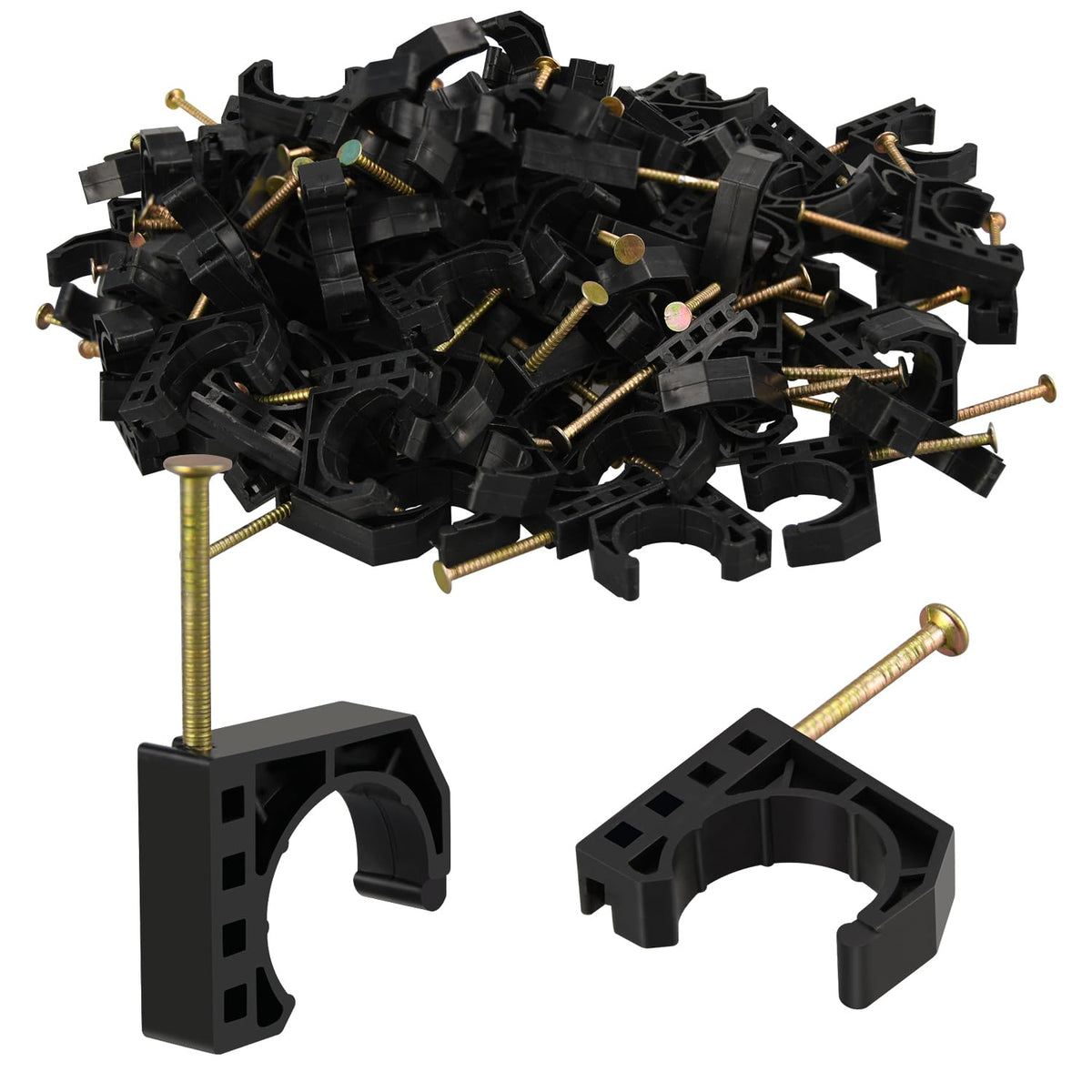 PXZBLG 100-pack 3/4 in J-hook with nails for secure pipe mounting