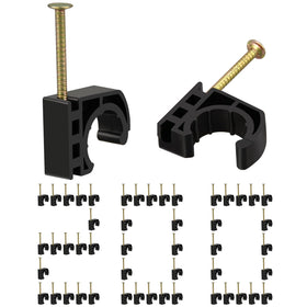 PXZBLG 200-pack J-hook clamps with nails ready for quick pipe mounting.