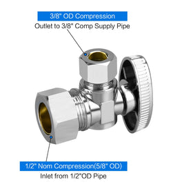 PXZBLG angle stop valve with 1/2 in inlet and 3/8 in compression outlet.