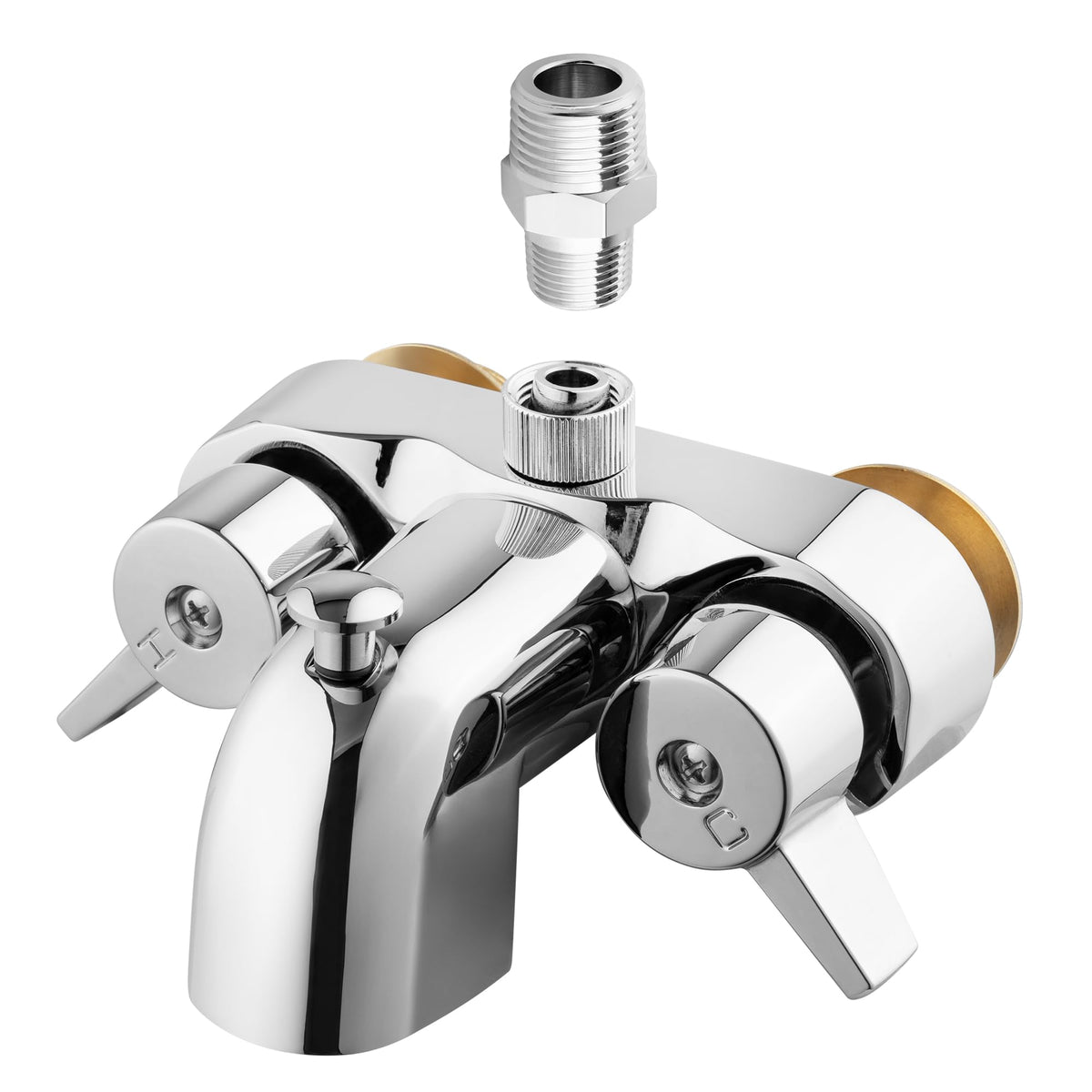 Pyhomestrim Bathcock Diverter Chrome front view showing durable brass core