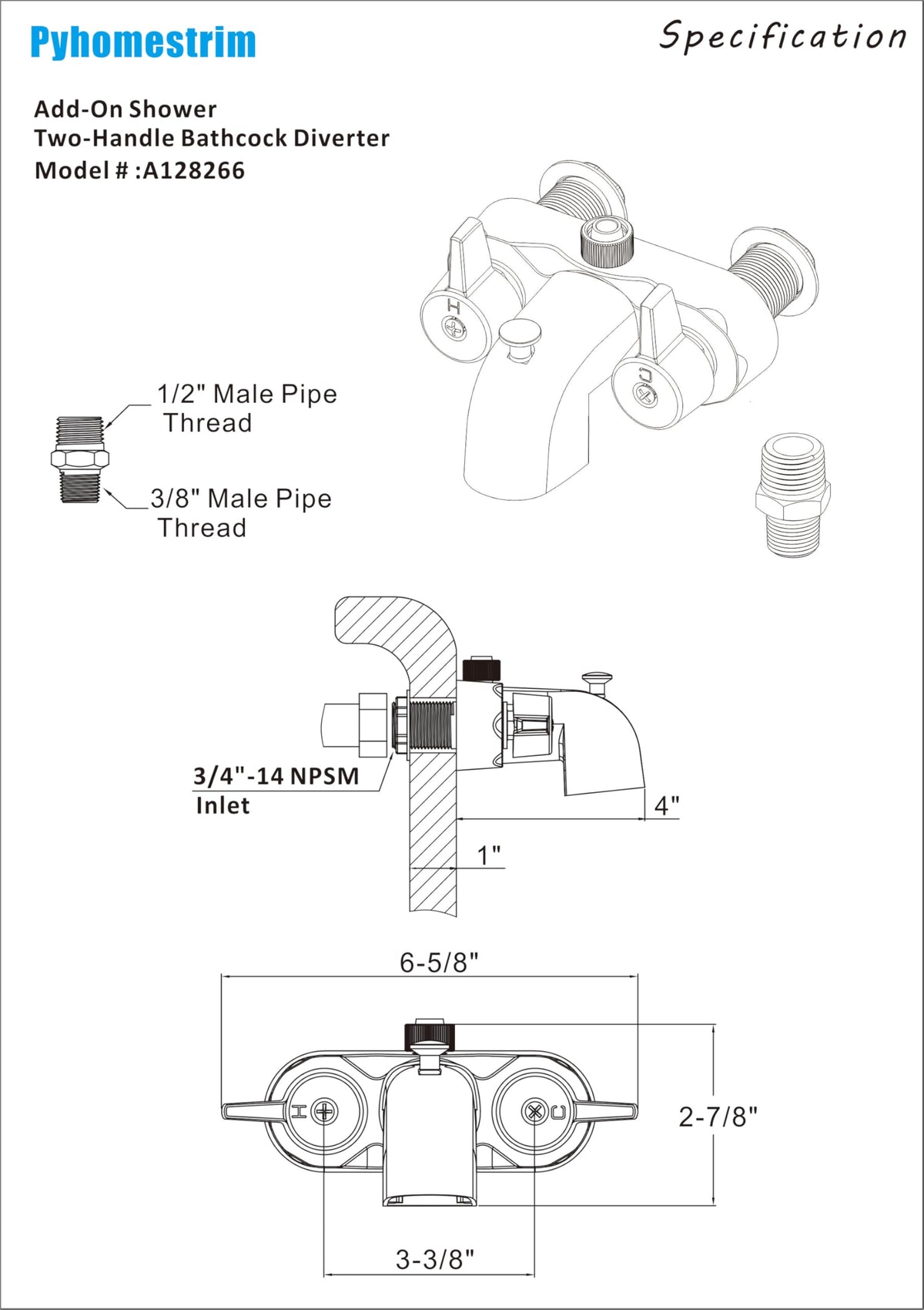 Pyhomestrim Bathcock Diverter packaging and installation contents