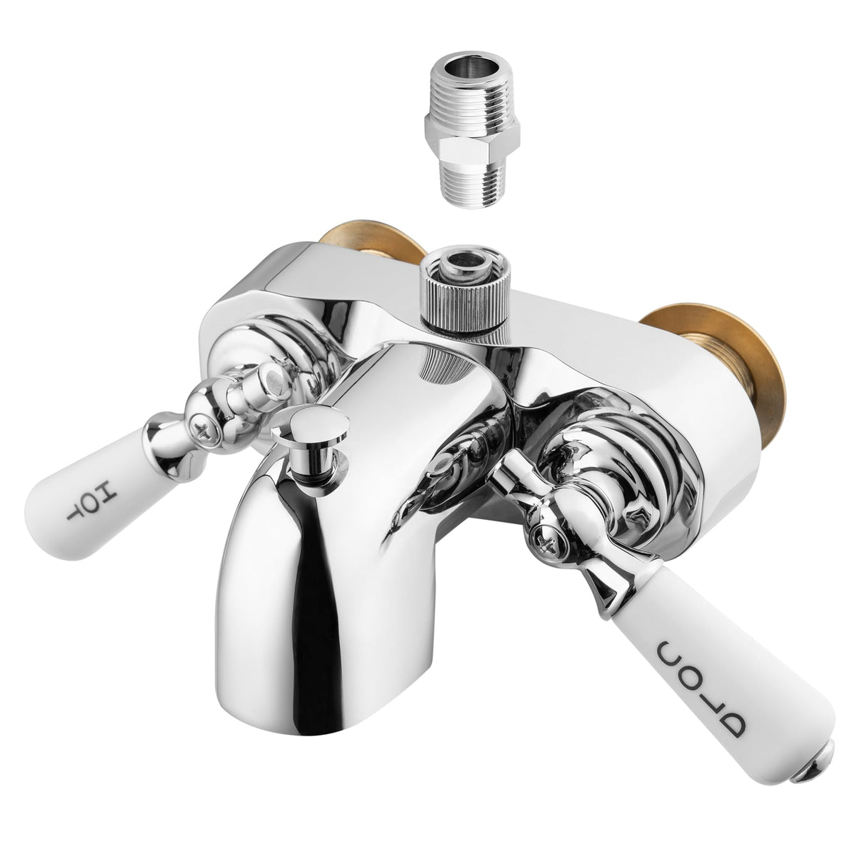 Pyhomestrim clawfoot bathcock diverter chrome with a polished finish for classic tubs