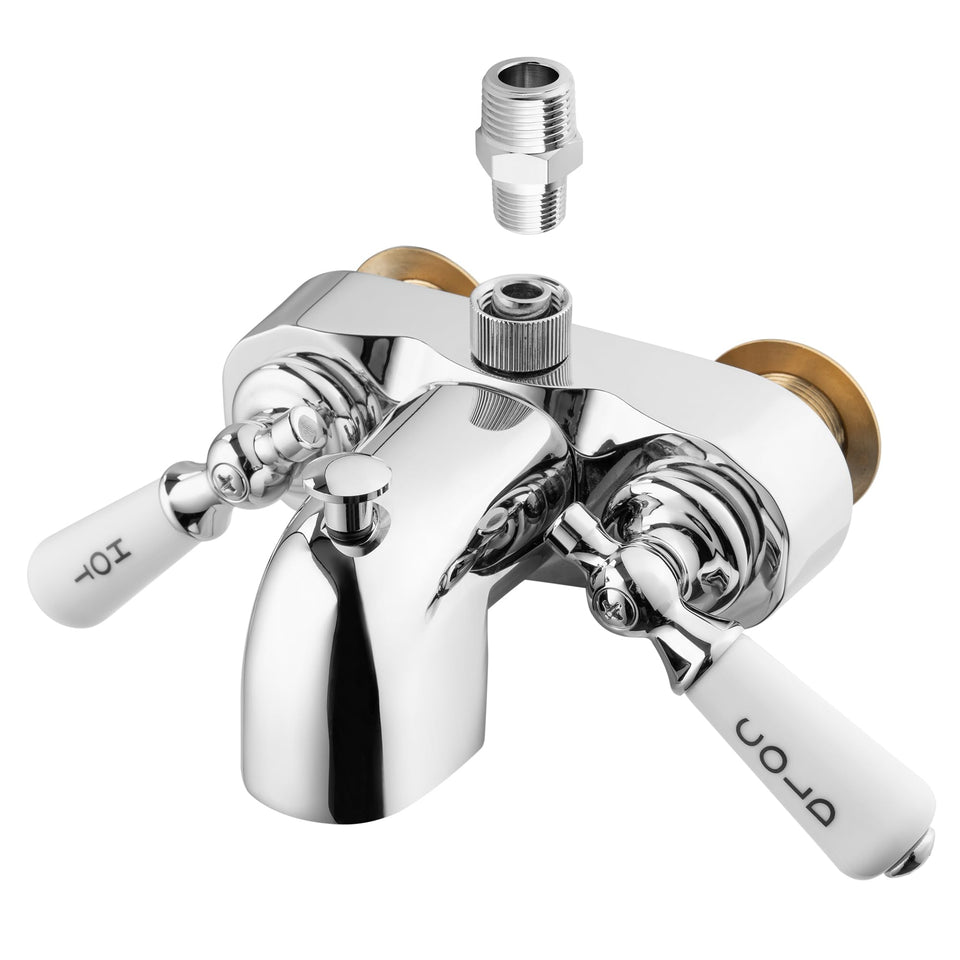Pyhomestrim clawfoot bathcock diverter chrome with a polished finish for classic tubs