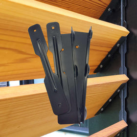 Pylex Deck Sunblind System brackets demonstrate sturdy outdoor mounting for shade.