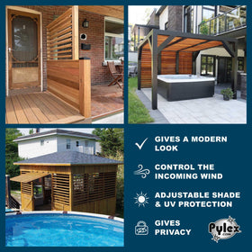 Pylex Deck Sunblind System hardware kit includes screws and guides for quick installation.