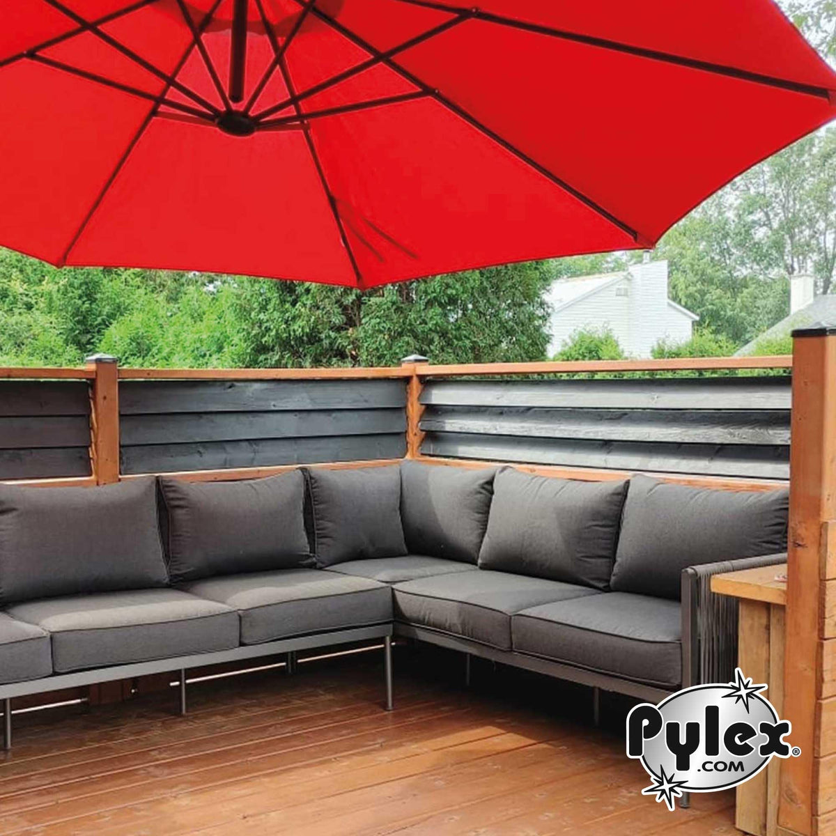 Pylex Deck Sunblind System outdoor area becomes more comfortable with controlled sun and breeze.