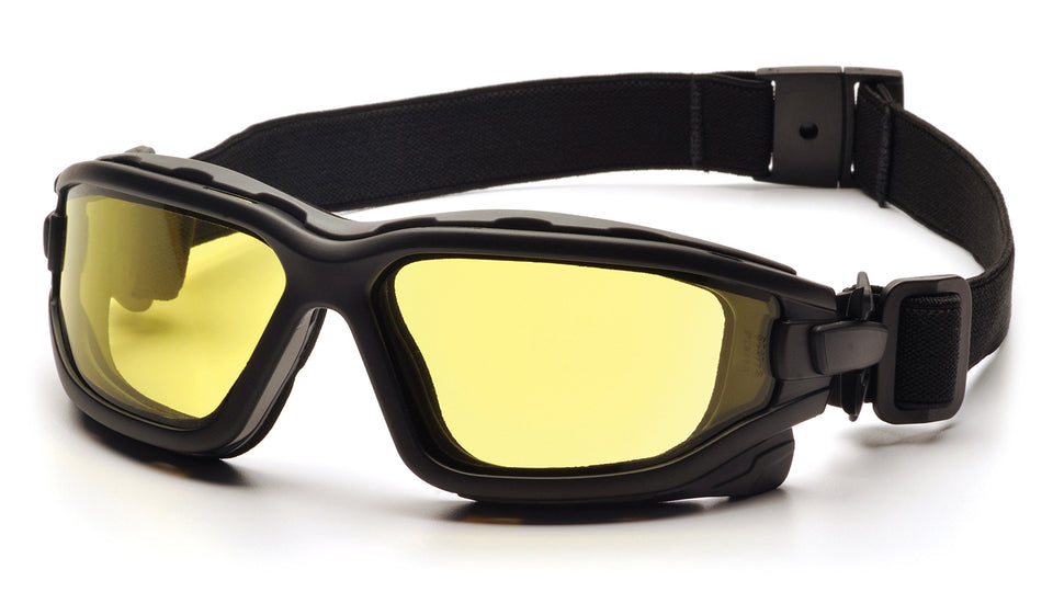 Pyramex I-Force Sporty dual-pane anti-fog goggles with amber lens for clear vision