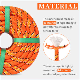 Pyroclastia Arborist Rigging Rope close-up reveals 48-strand core for strength.