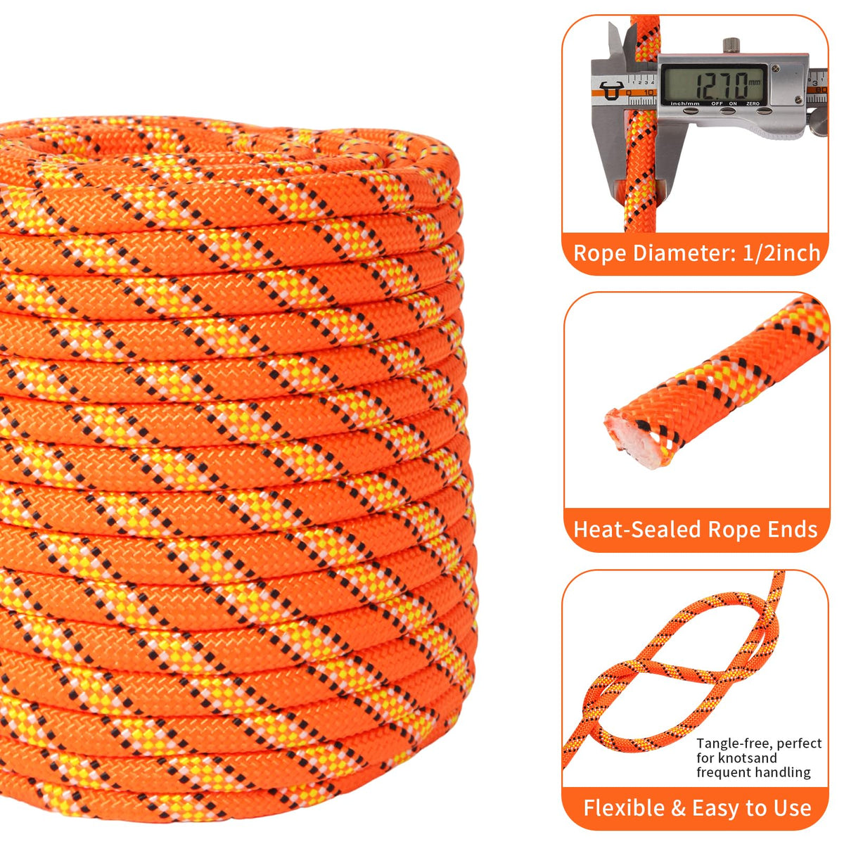 Pyroclastia Rigging Rope cross-section shows polyester sheath and inner core.