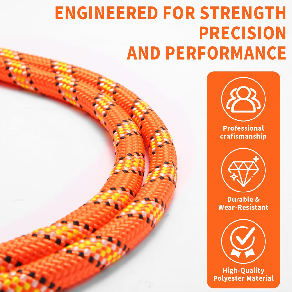 Pyroclastia Orange Rope used for tree work and limb lowering tasks.