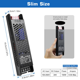 PZETCEIR LED driver 24V side profile highlighting compact silhouette