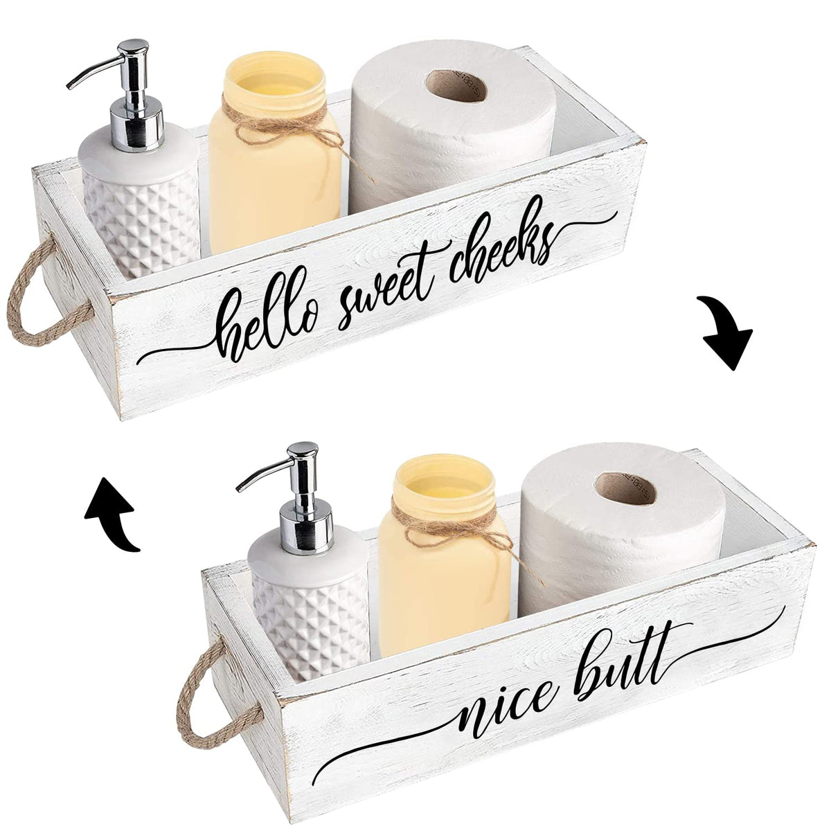 PZJIEAN Back-of-Toilet storage basket for paper, wipes, or décor.