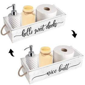 PZJIEAN Back-of-Toilet storage basket for paper, wipes, or décor.