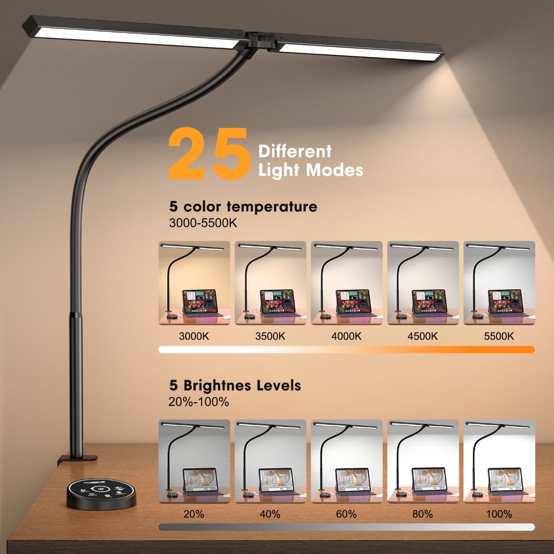 Pzloz lamp on a 360-degree stand enabling versatile study and craft setups.