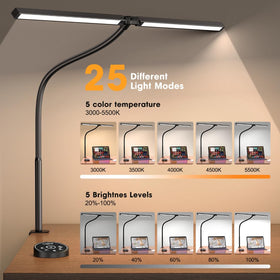 Pzloz lamp on a 360-degree stand enabling versatile study and craft setups.