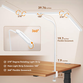 Pzloz 24W desk light is energy-efficient for long work sessions.