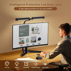 Pzloz desk lamp with remote control for easy brightness and color temperature adjustment.