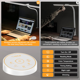 Pzloz LED desk lamp suited for study, work, and crafts with adaptable lighting.