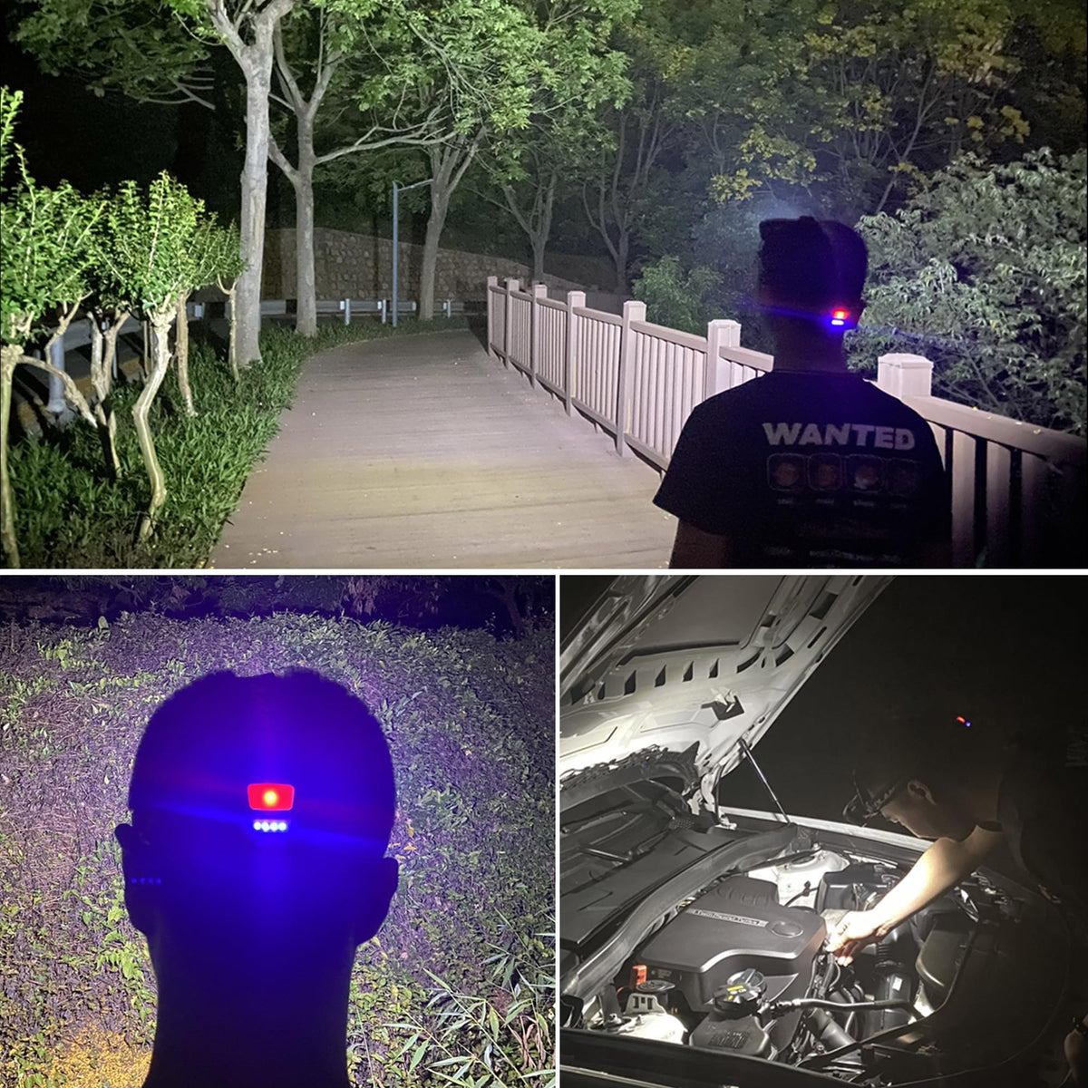 The PZZOE headlamp tilted 90 degrees for versatile lighting.