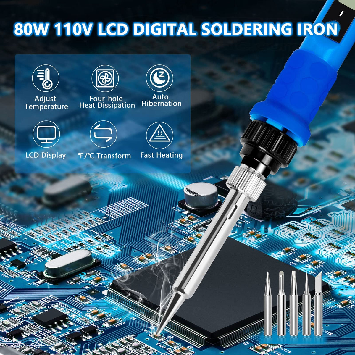 Q-MING five-piece solder tips for diverse welding tasks.